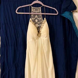Chic Cream Halter Prom Dress